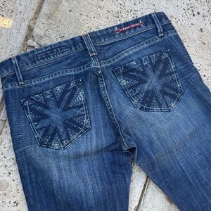 Vigoss Dark Blue Straight Leg Jeans with Patterned Pockets